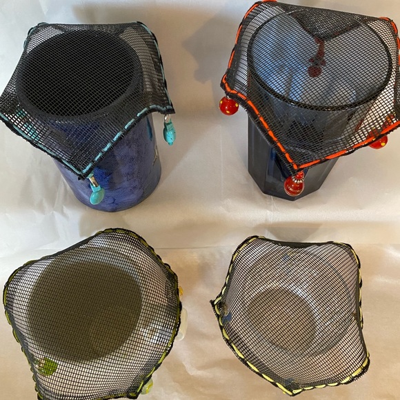 Hand made beaded beverage veils set of 4 - Picture 4 of 12
